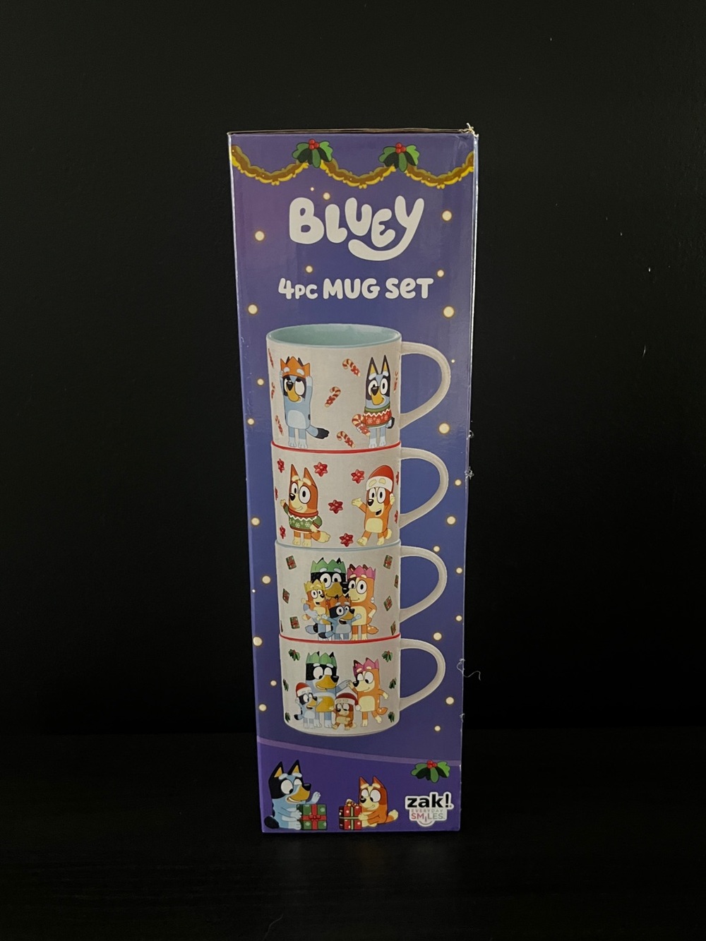 NEW Bluey 4 Piece Ceramic Mug Set Zak 15oz